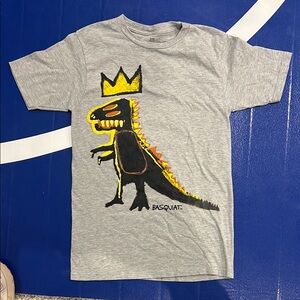 Gray and Yellow Dinosaur Graphic Short Sleeve Tee